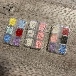 Nail Art Charms Nail 3D Flowers Flat Rhinestones Lot Of 3 NEW NWT